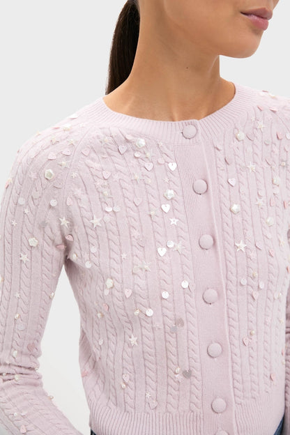 Blush Pink Gilberte Embroidered Cardigan