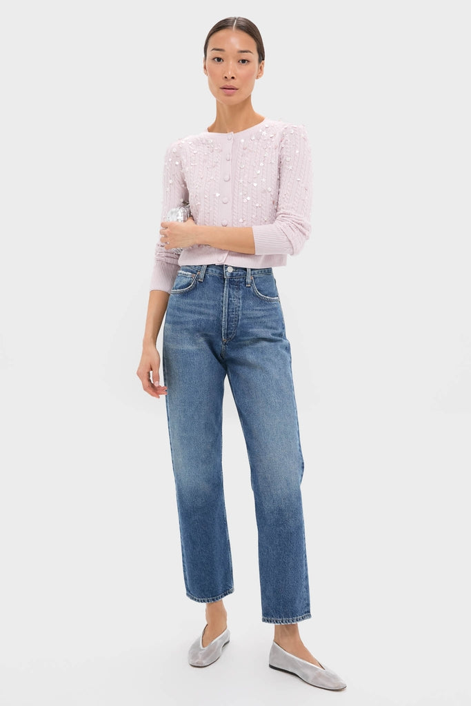 Blush Pink Gilberte Embroidered Cardigan