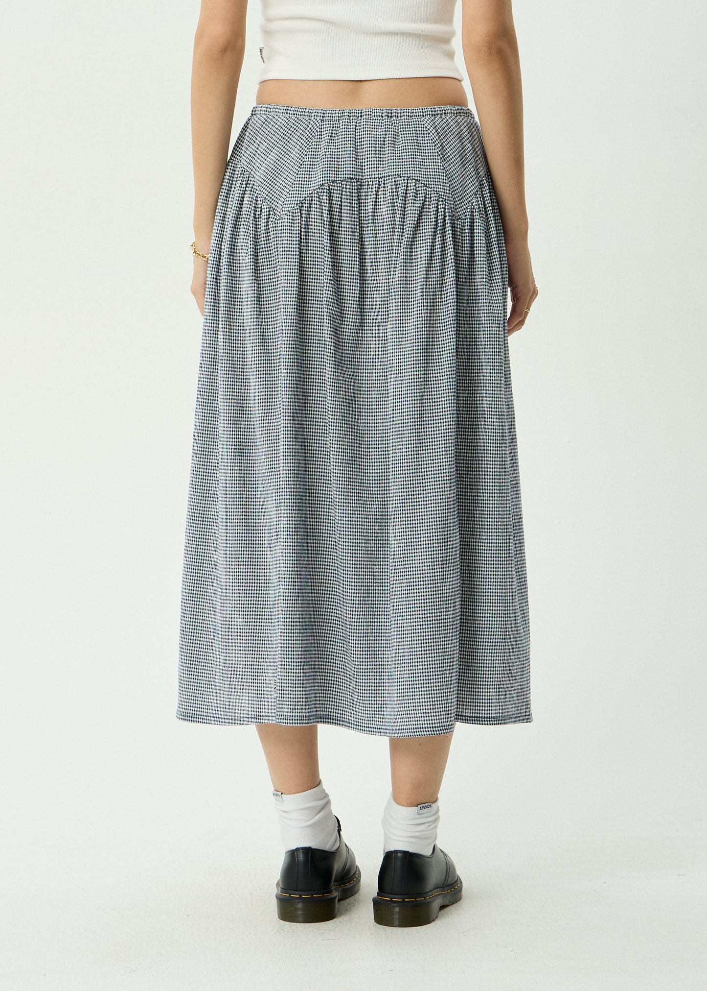 AFENDS Womens Marlow - Midi Skirt - Indy Navy Check