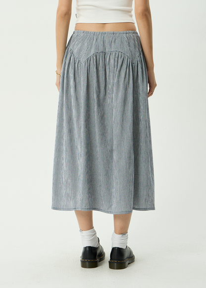 AFENDS Womens Marlow - Midi Skirt - Indy Navy Check