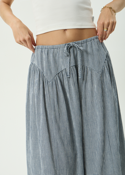 AFENDS Womens Marlow - Midi Skirt - Indy Navy Check