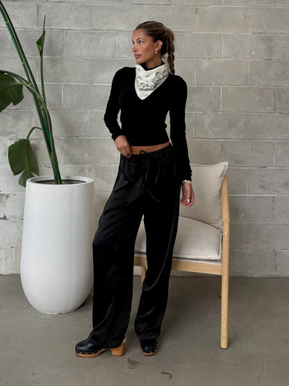C'EST MOI Straight Leg Satin Pant