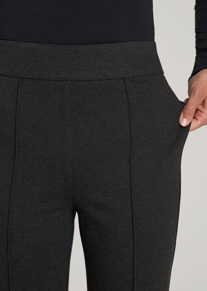 Flex Ponte Pull On Flare Pants for Tall Women in Dark Charcoal Heather