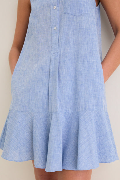 Chambray Sleeveless Callahan Shirt Dress