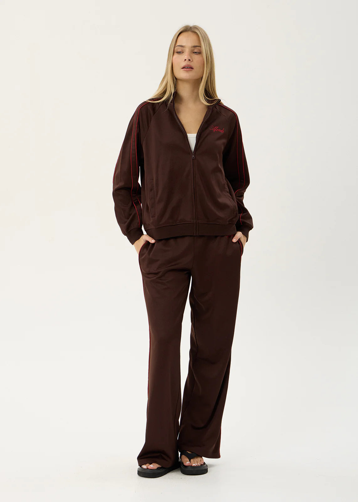 AFENDS Womens Avenue - Track Jacket - Coffee