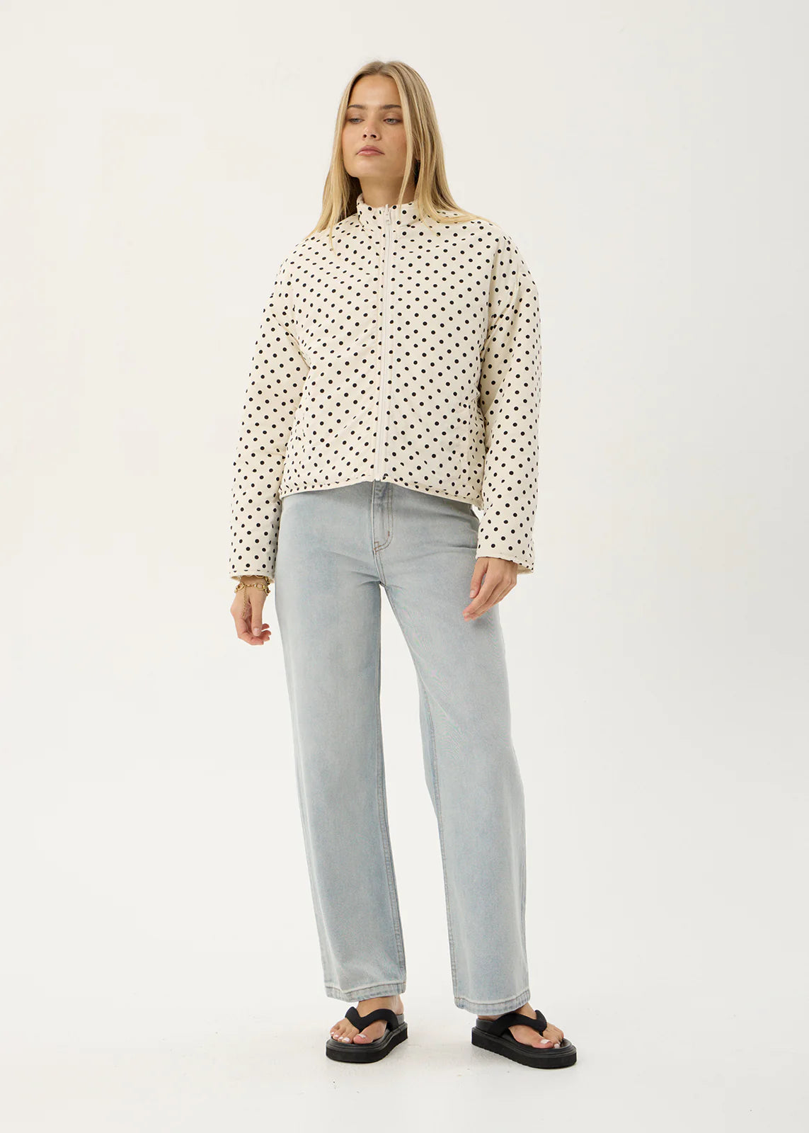 AFENDS Womens Berlin - Reversible Polar Fleece Jacket - Moonbeam