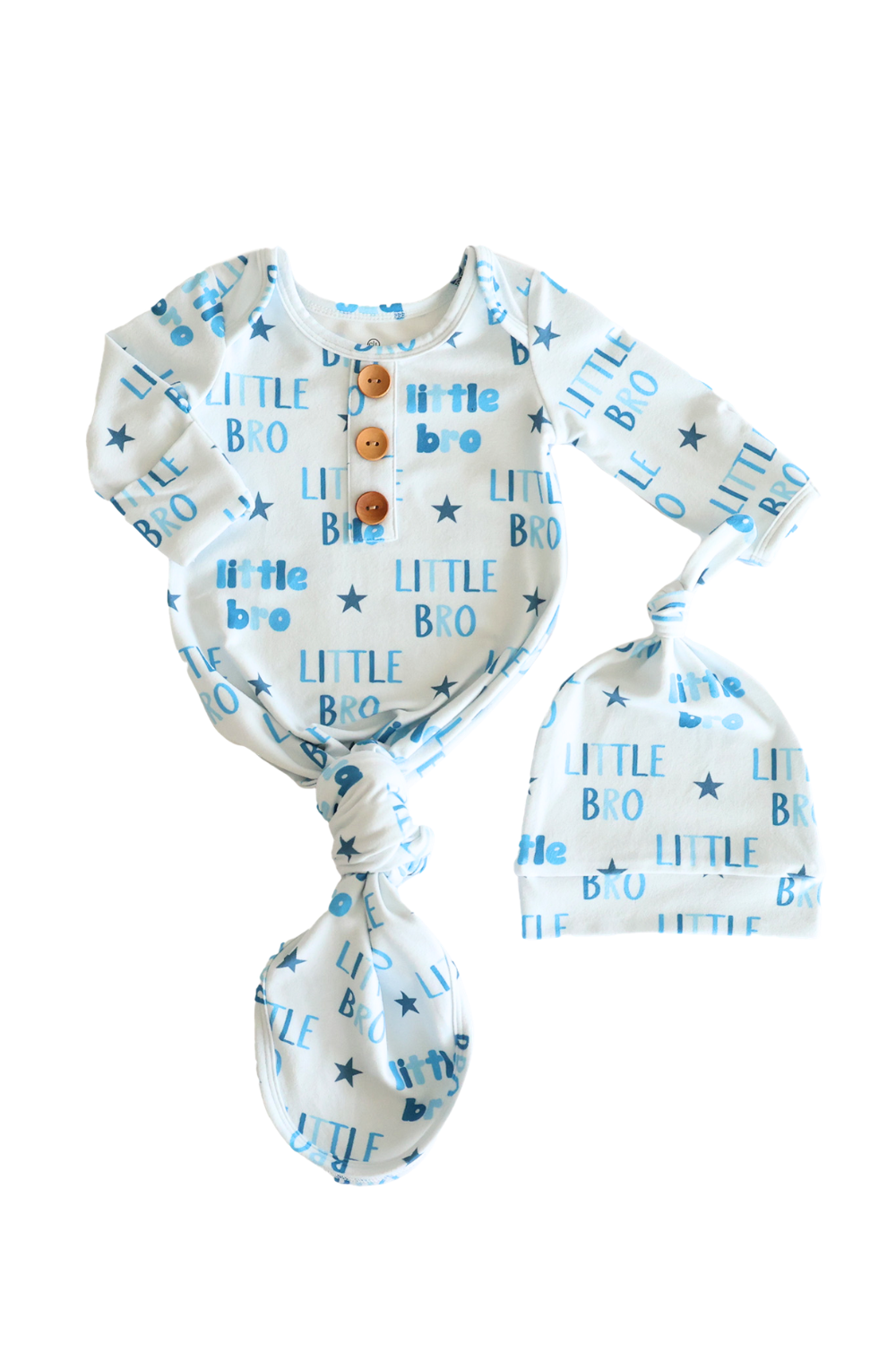 Newborn Baby Knot Gown & Hat Set | Little Bro