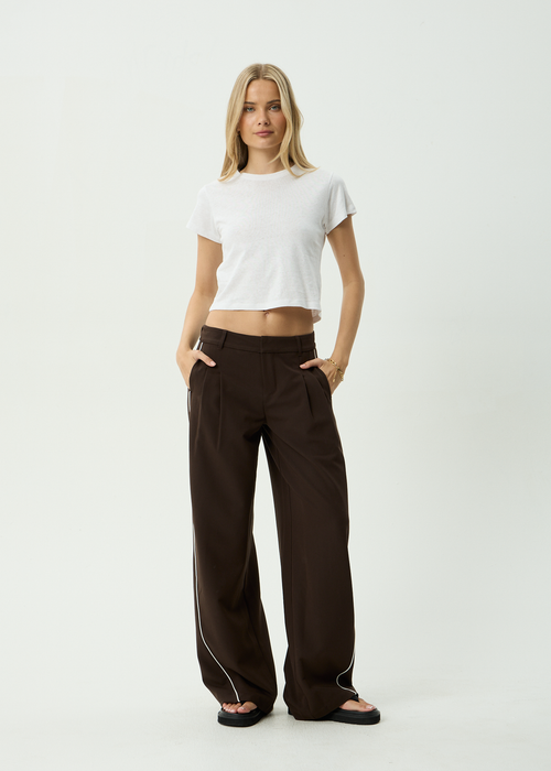 AFENDS Womens Dita - Low Rise Trouser - Coffee