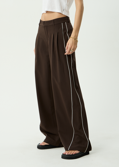 AFENDS Womens Dita - Low Rise Trouser - Coffee