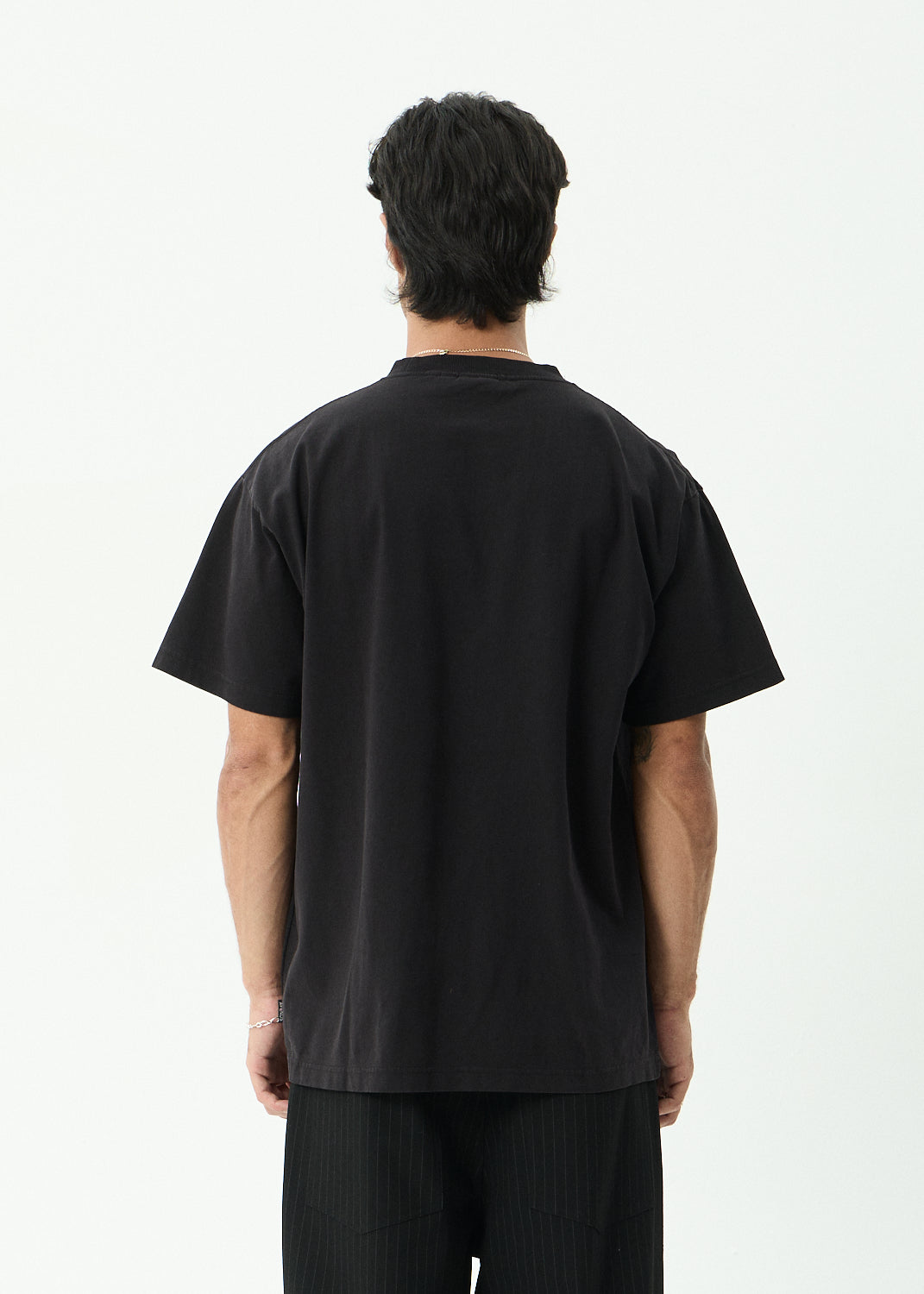 AFENDS Mens Genesis - Heavyweight Boxy Tee - Stone Black