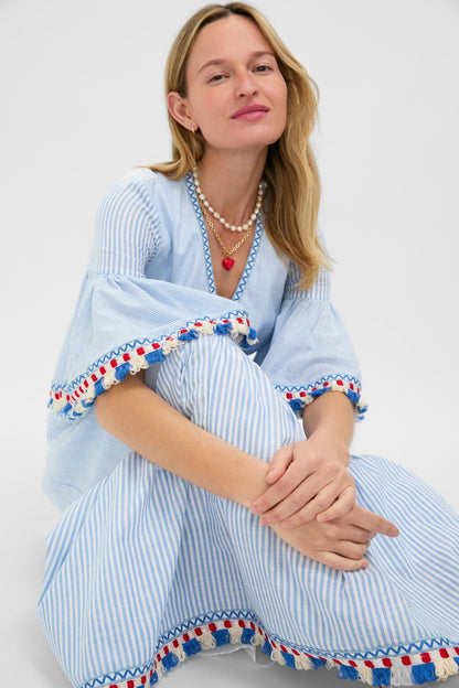 Chambray Stripe Fringe Ginger Dress
