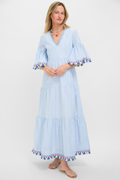 Chambray Stripe Fringe Ginger Dress