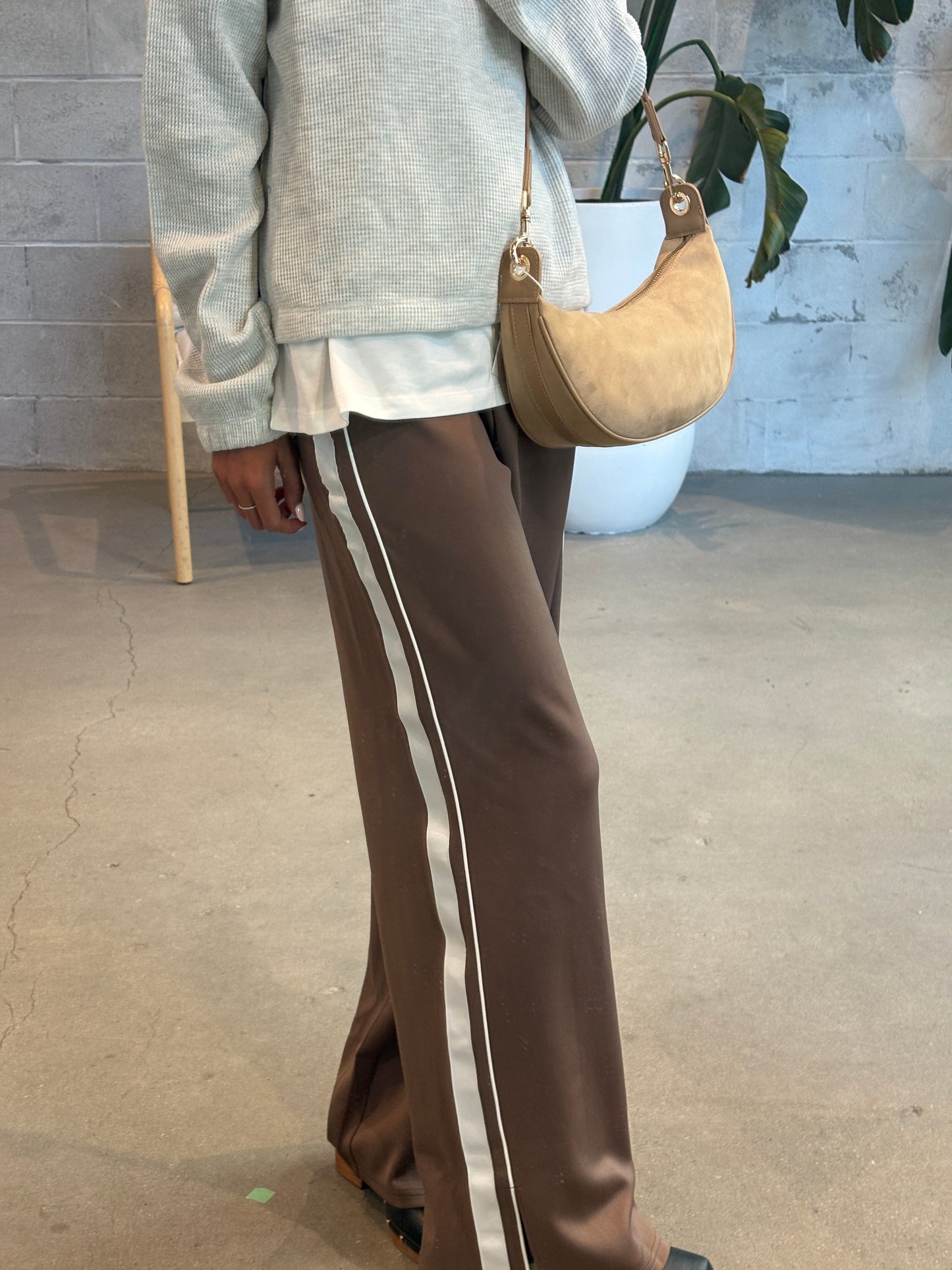 PIECES Striped Wide Leg Track Pant