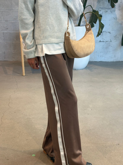 PIECES Striped Wide Leg Track Pant