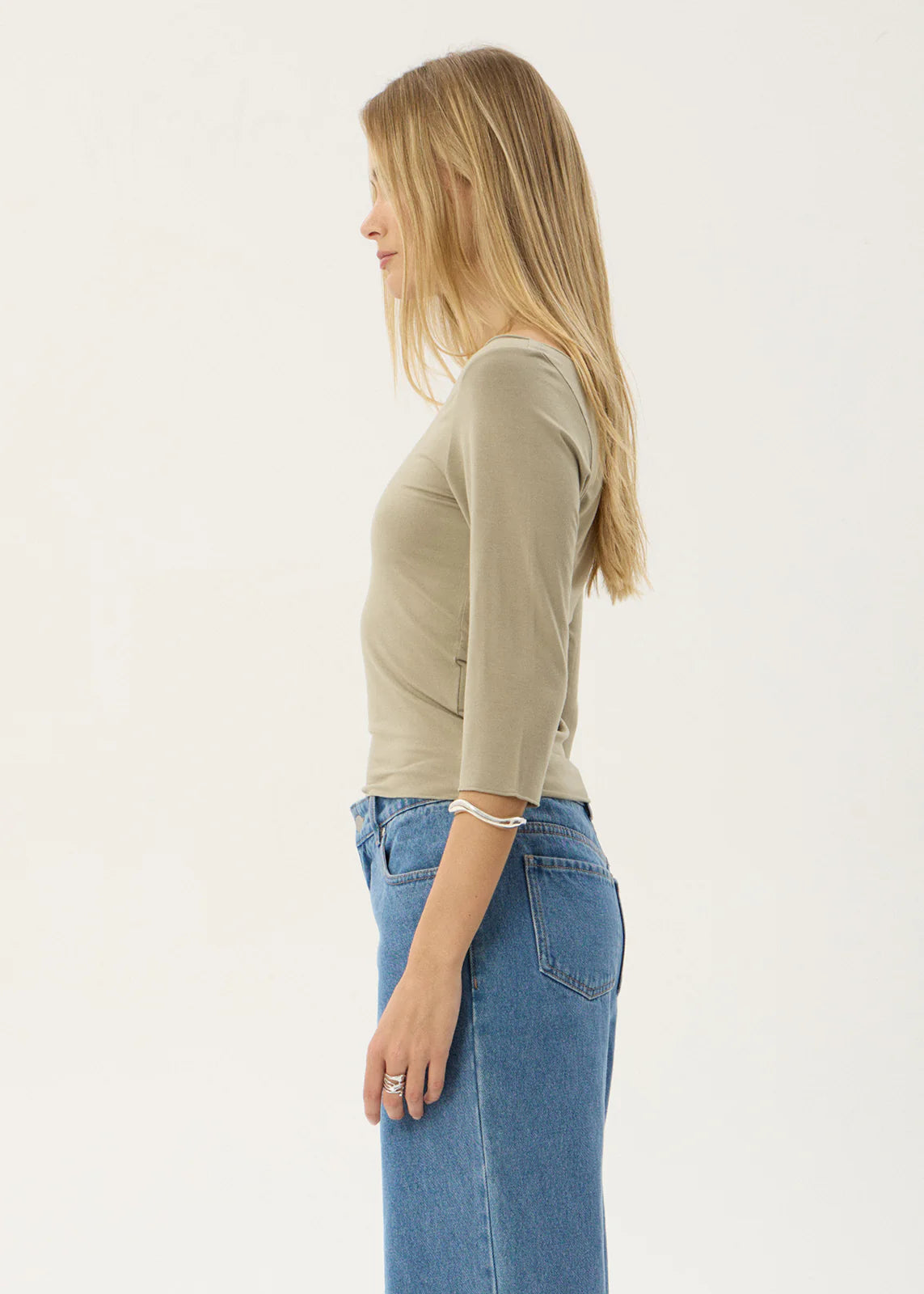 AFENDS Womens Dimi - 3/4 Sleeve Top - Grey