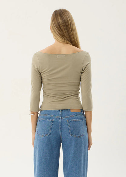 AFENDS Womens Dimi - 3/4 Sleeve Top - Grey