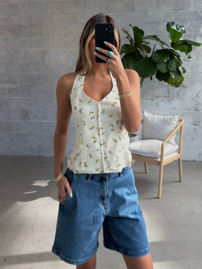 DEX Button Front Halter Top