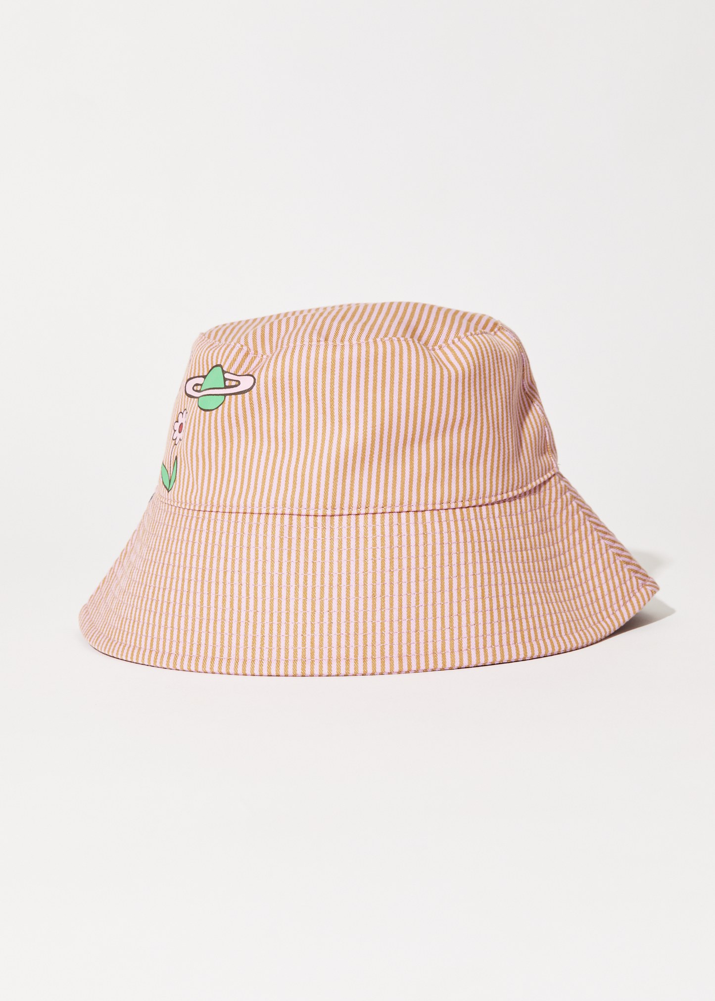 AFENDS Unisex Night Shade - Bucket Hat - Mustard Stripe