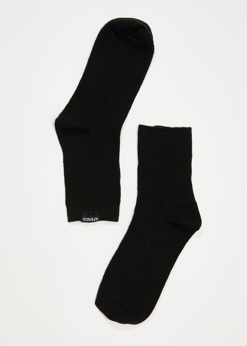 AFENDS Unisex The Essential - Rib Socks - Black
