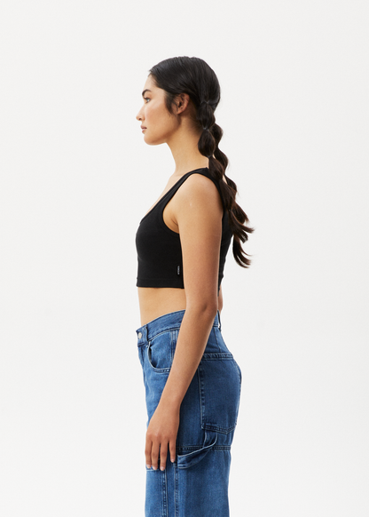 AFENDS Womens Chia - Rib Cropped Singlet - Black