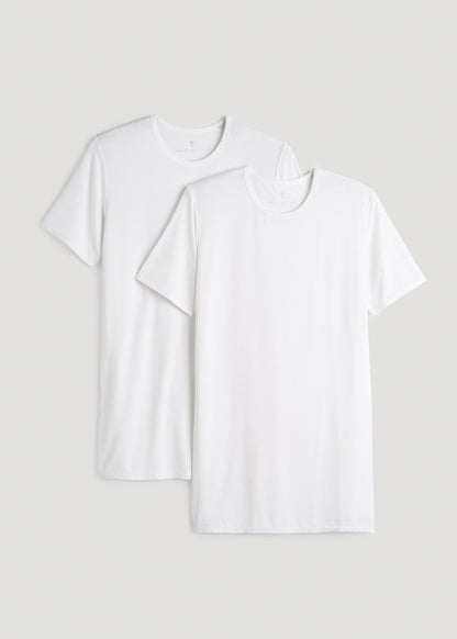 2-Pack Luxe Modal Crewneck Undershirts for Tall Men in White