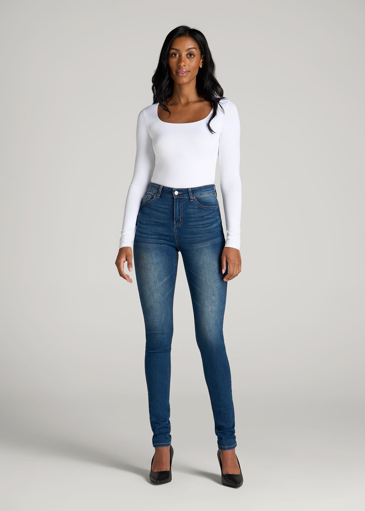 Georgia High-Rise Skinny Jeans for Tall Women in Classic Blue