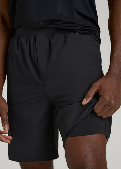 2-in-1 Featherweight Running Short for Tall Men in Black