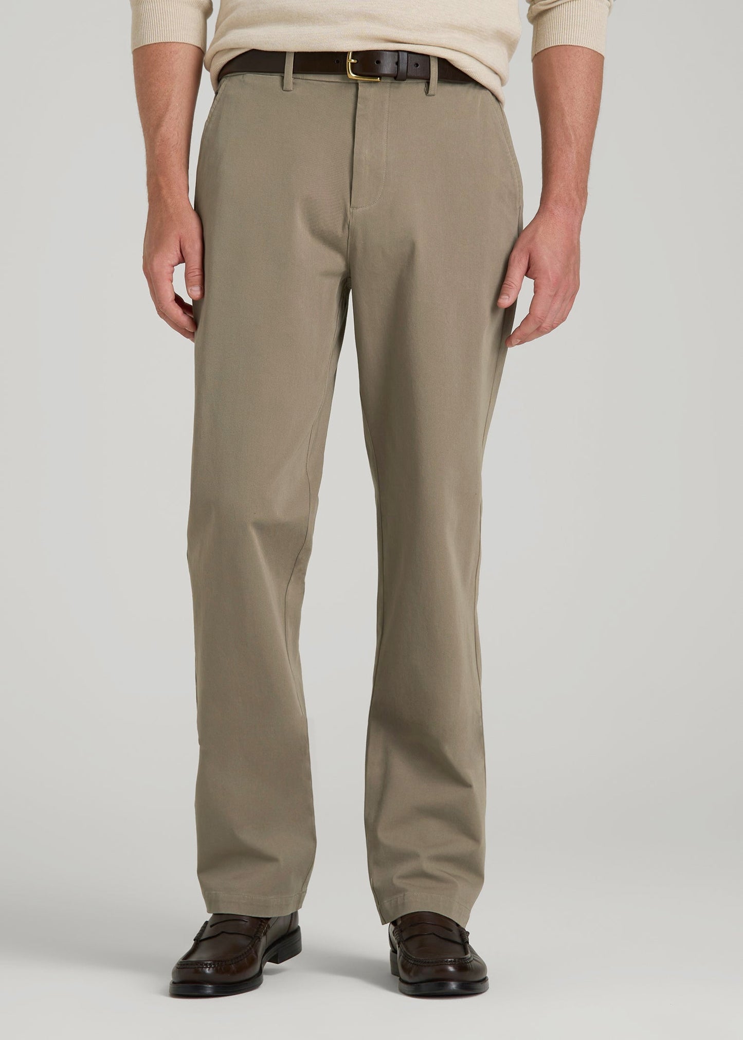 4-Way Stretch Commuter Straight Chino Pants for Tall Men in Dusty Khaki