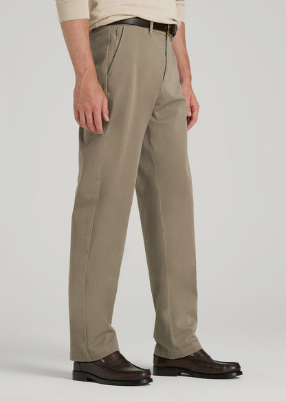 4-Way Stretch Commuter Straight Chino Pants for Tall Men in Dusty Khaki