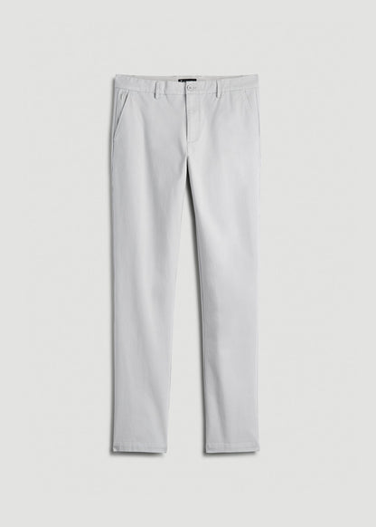 4 Way Stretch Commuter TAPERED Chino Pants for Tall Men in Silver Drop