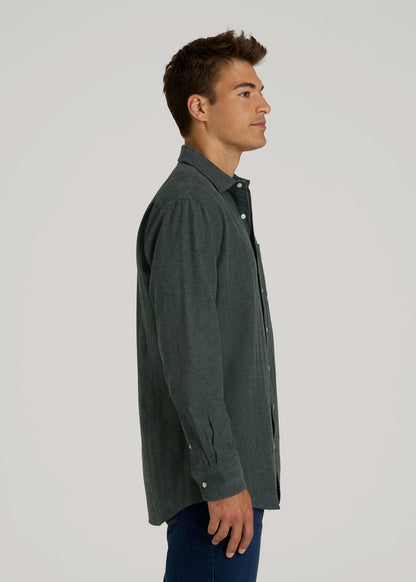 Nelson Flannel Shirt for Tall Men in Balsam Green Chevron