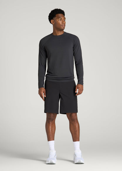 Air Knit Long Sleeves Performance Tshirt for Tall Men in Mid Grey