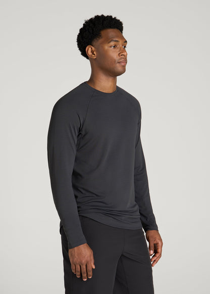 Air Knit Long Sleeves Performance Tshirt for Tall Men in Mid Grey