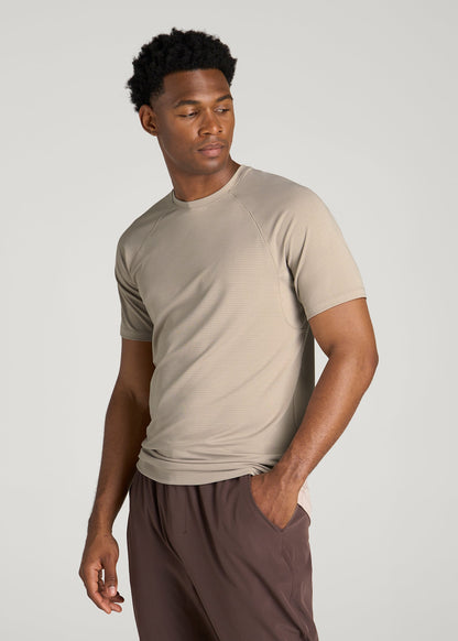 Air Knit Short Sleeves Performance Tshirt for Tall Men in Simply Taupe