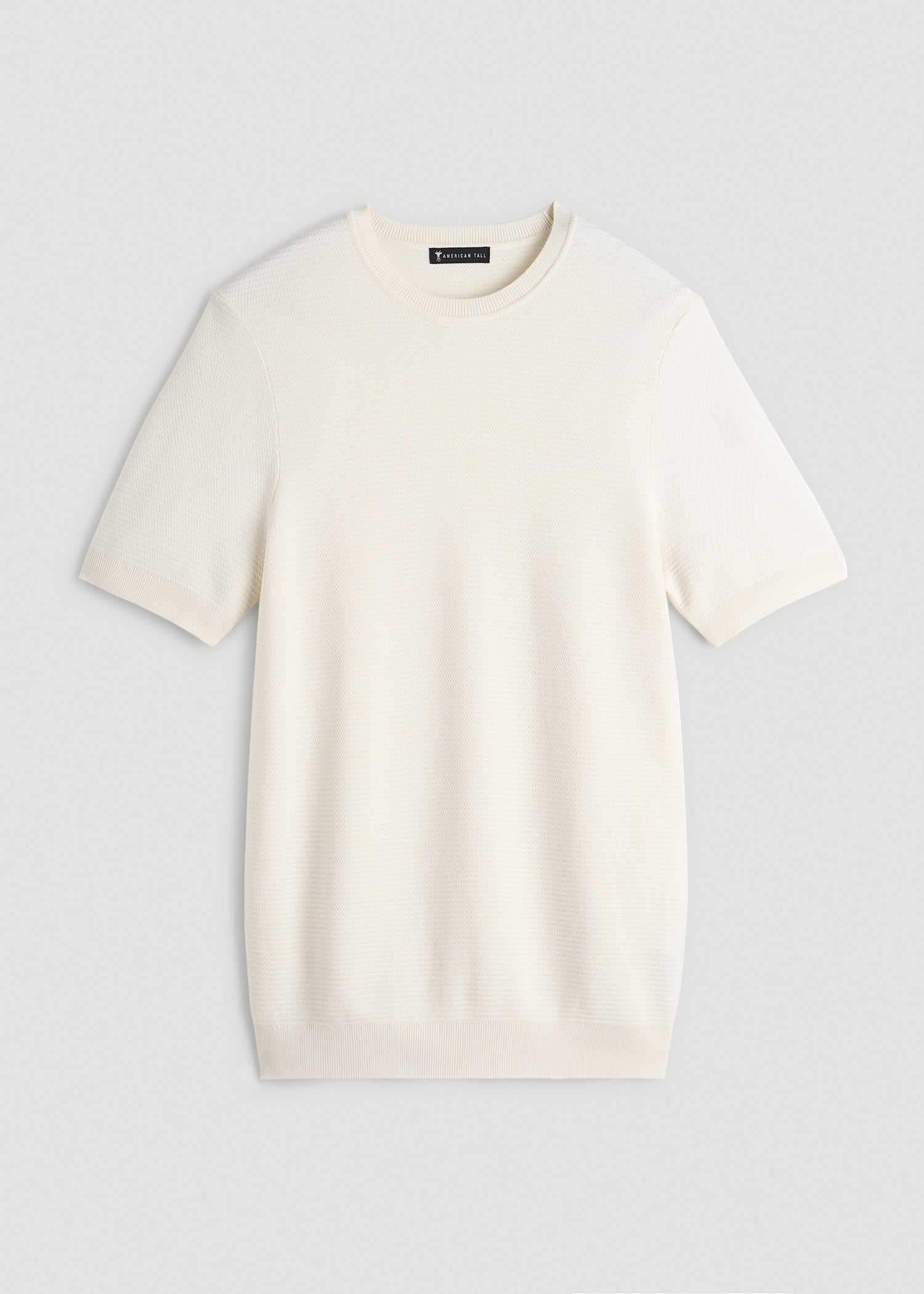 Braided Knit T-Shirt for Tall Men in Ecru