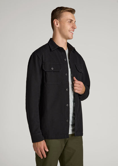 LJ&S Canvas Shirt Jacket for Tall Men in Black