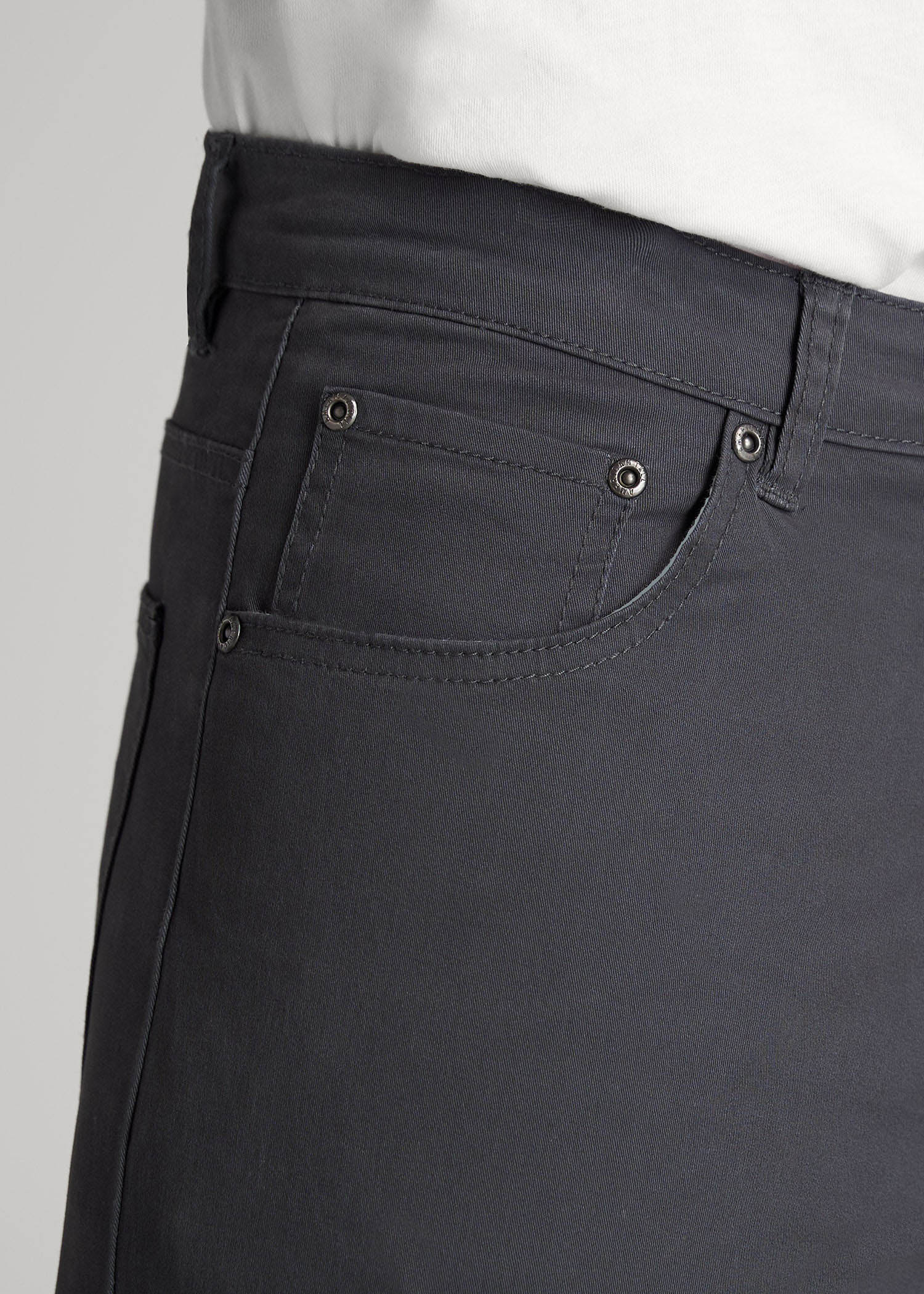 Carman TAPERED Fit Five Pocket Pants for Tall Men in Iron Grey
