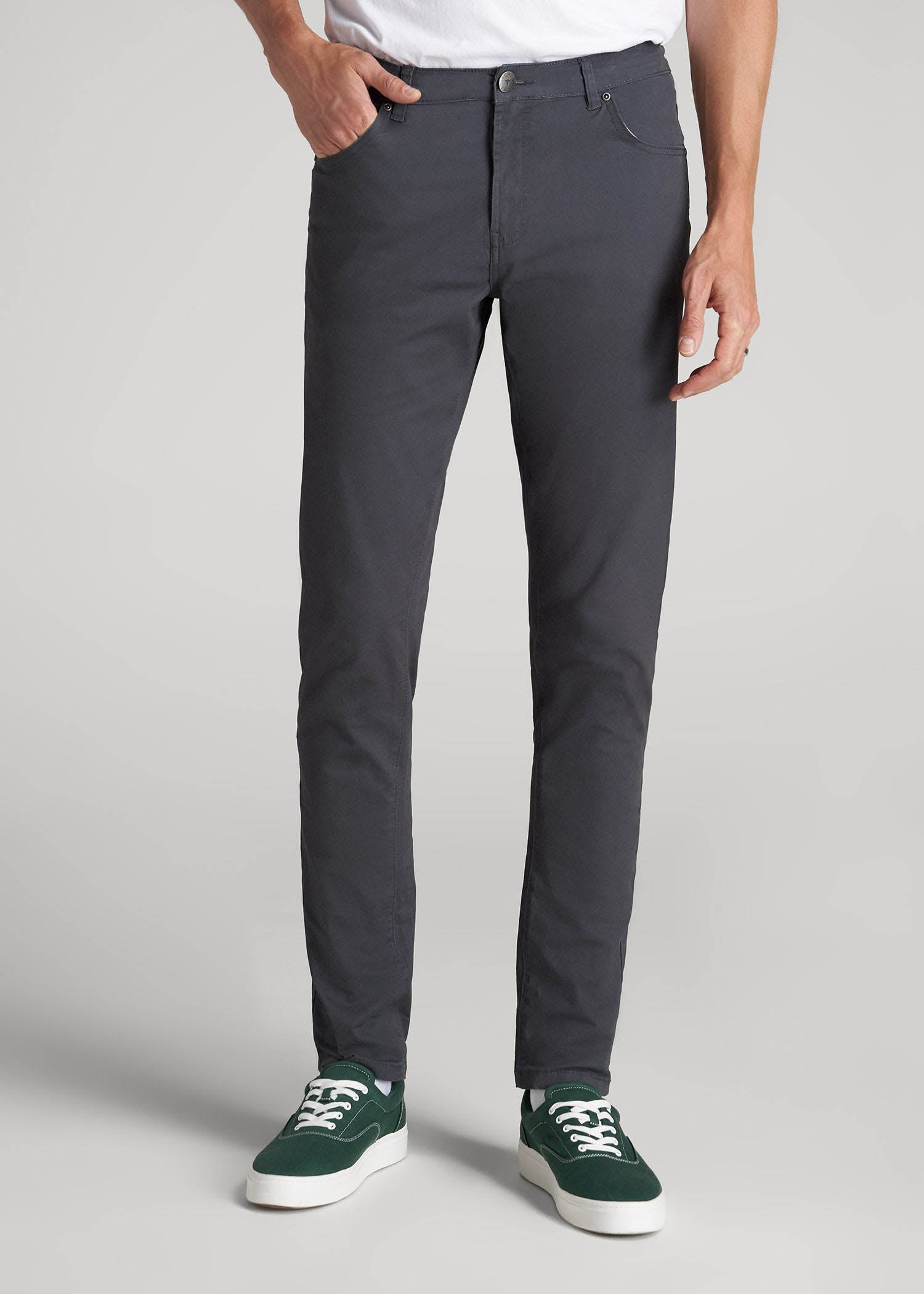 Carman TAPERED Fit Five Pocket Pants for Tall Men in Iron Grey