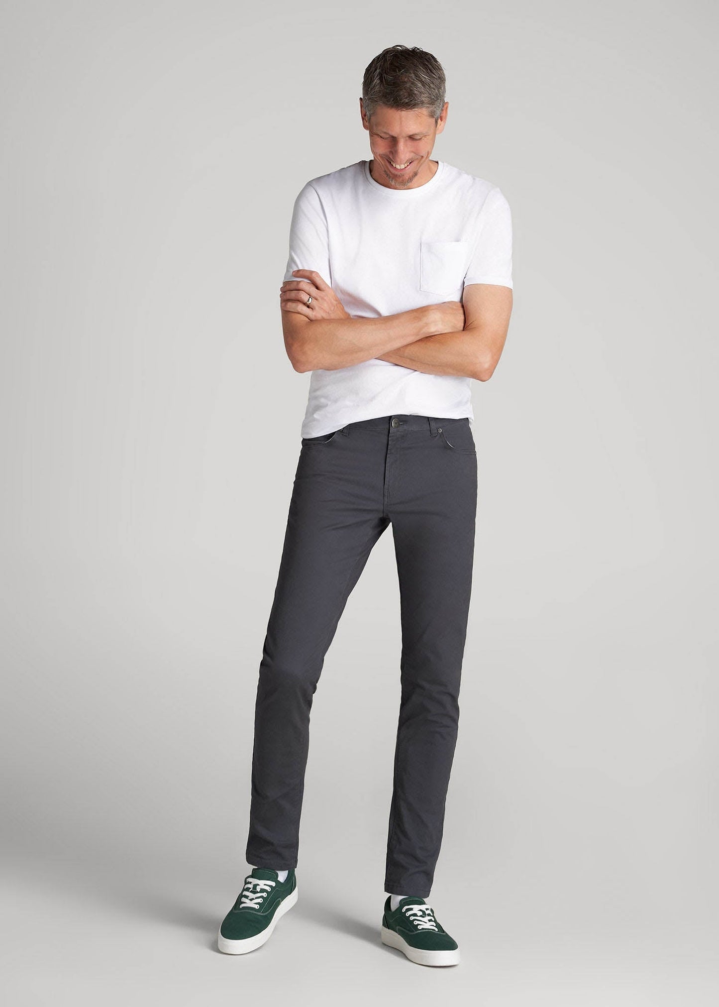 Carman TAPERED Fit Five Pocket Pants for Tall Men in Iron Grey