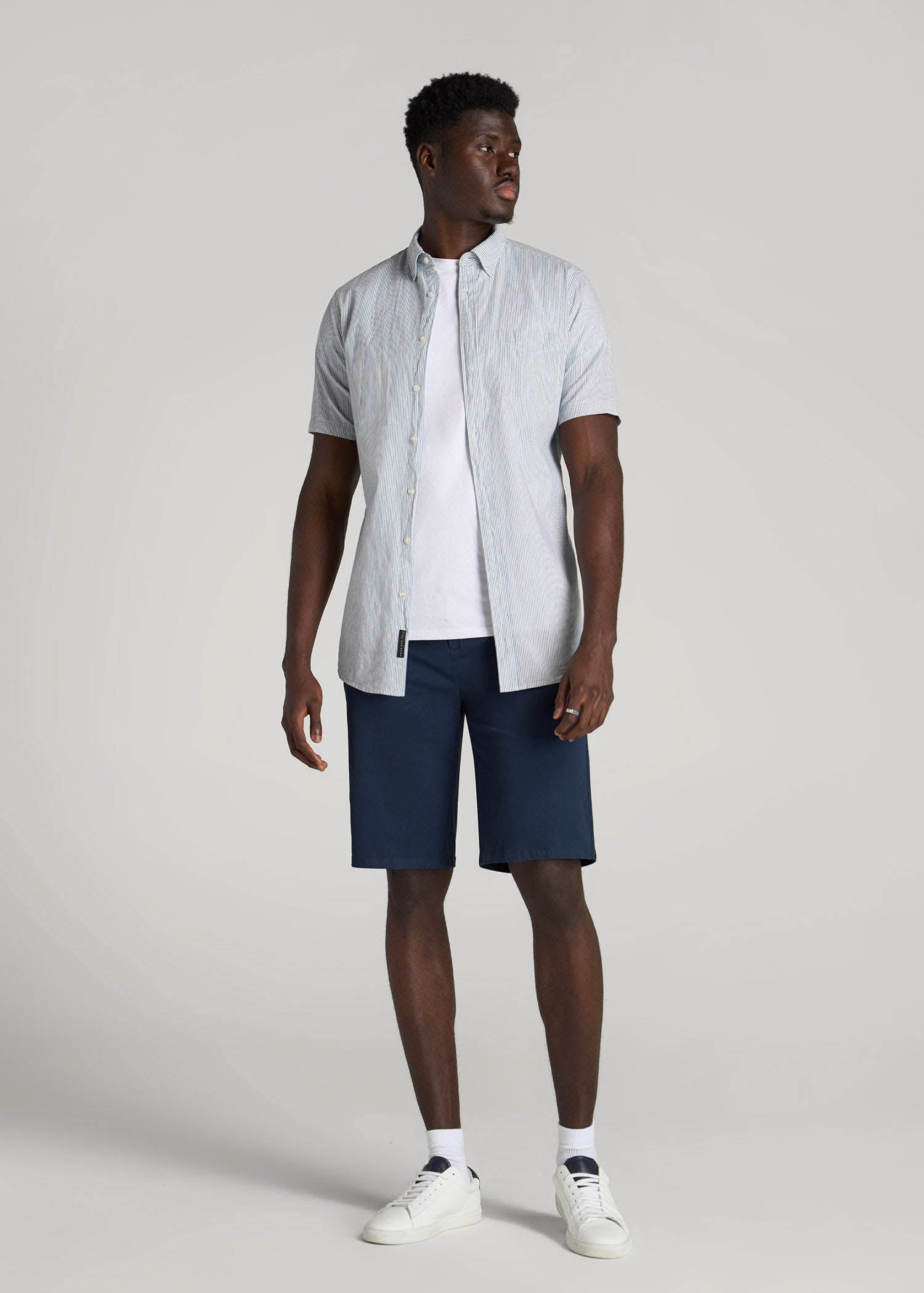 Chino Shorts for Tall Men in Marine Navy
