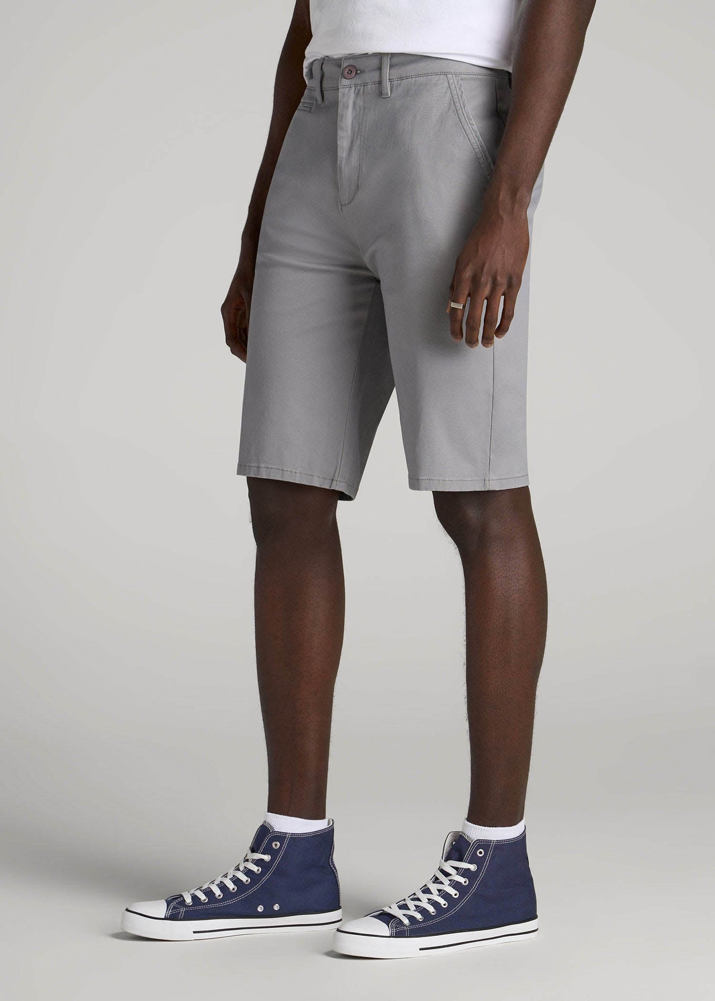 Chino Shorts for Tall Men in Pebble Grey