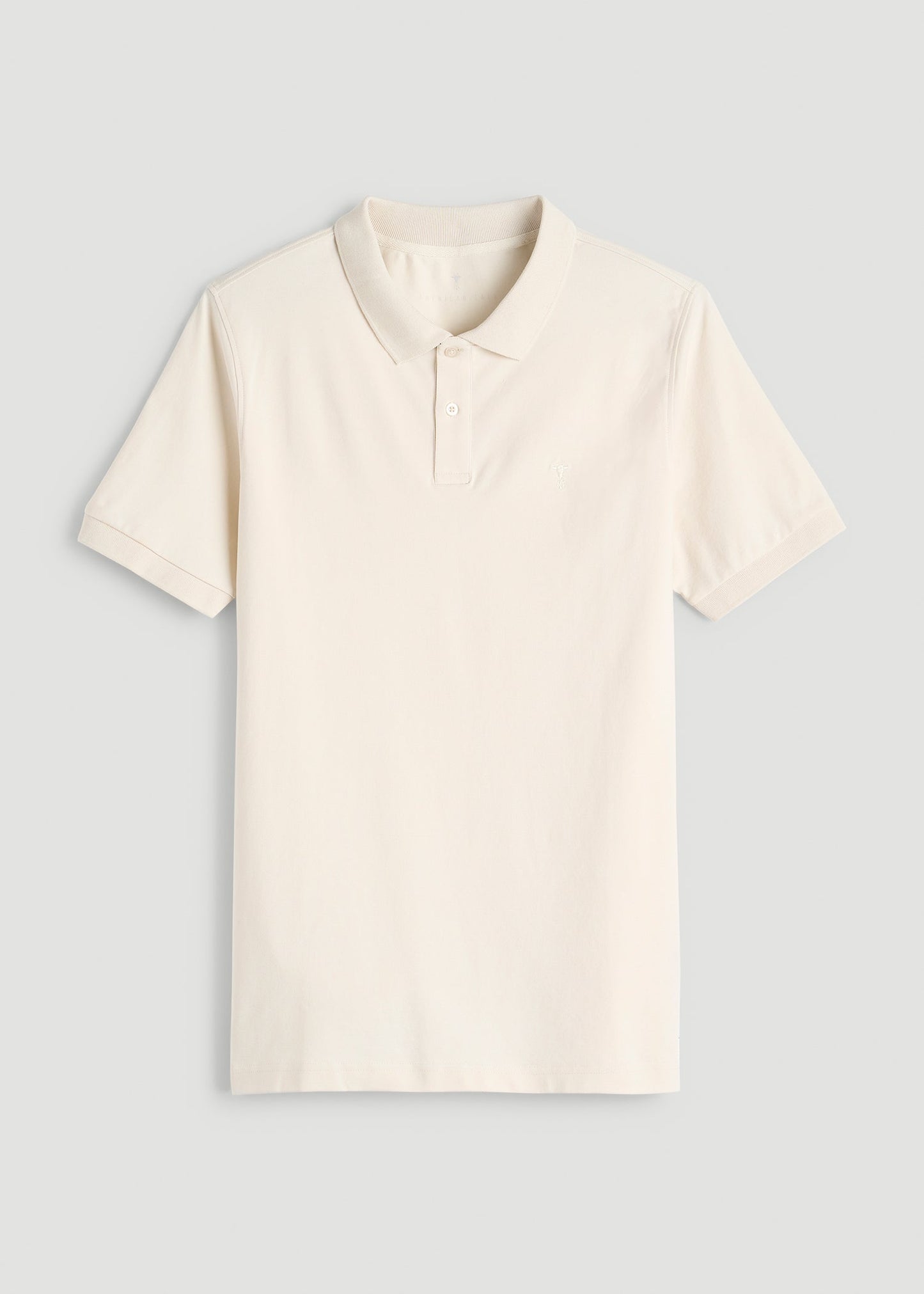 Classic Polo with Embroidered Logo for Tall Men in White Sand