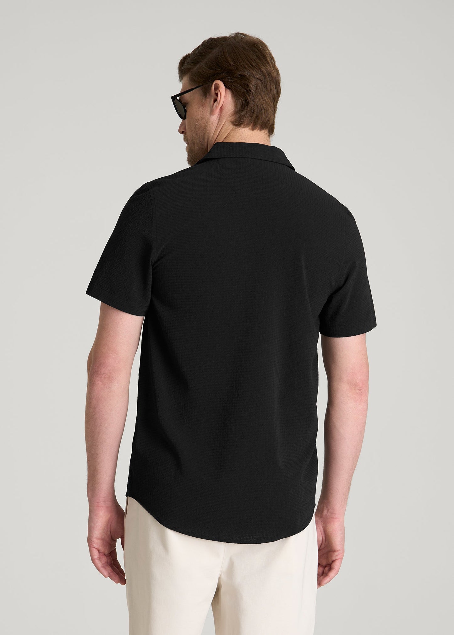 Coastal Perforated Polo for Tall Men in Black