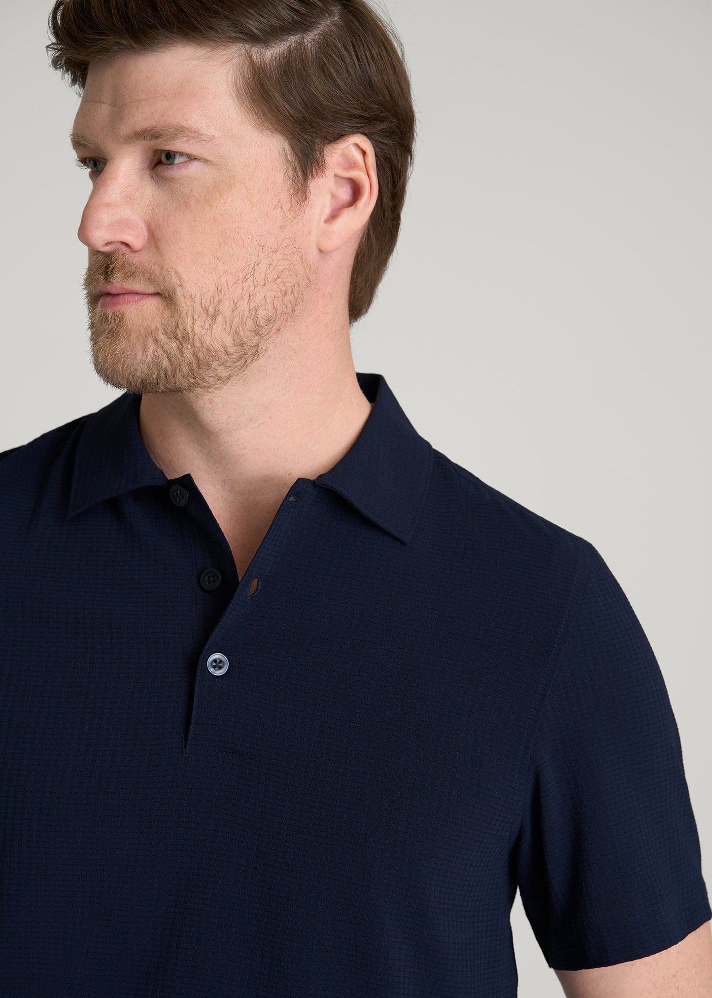 Coastal Perforated Polo for Tall Men in Patriot Blue