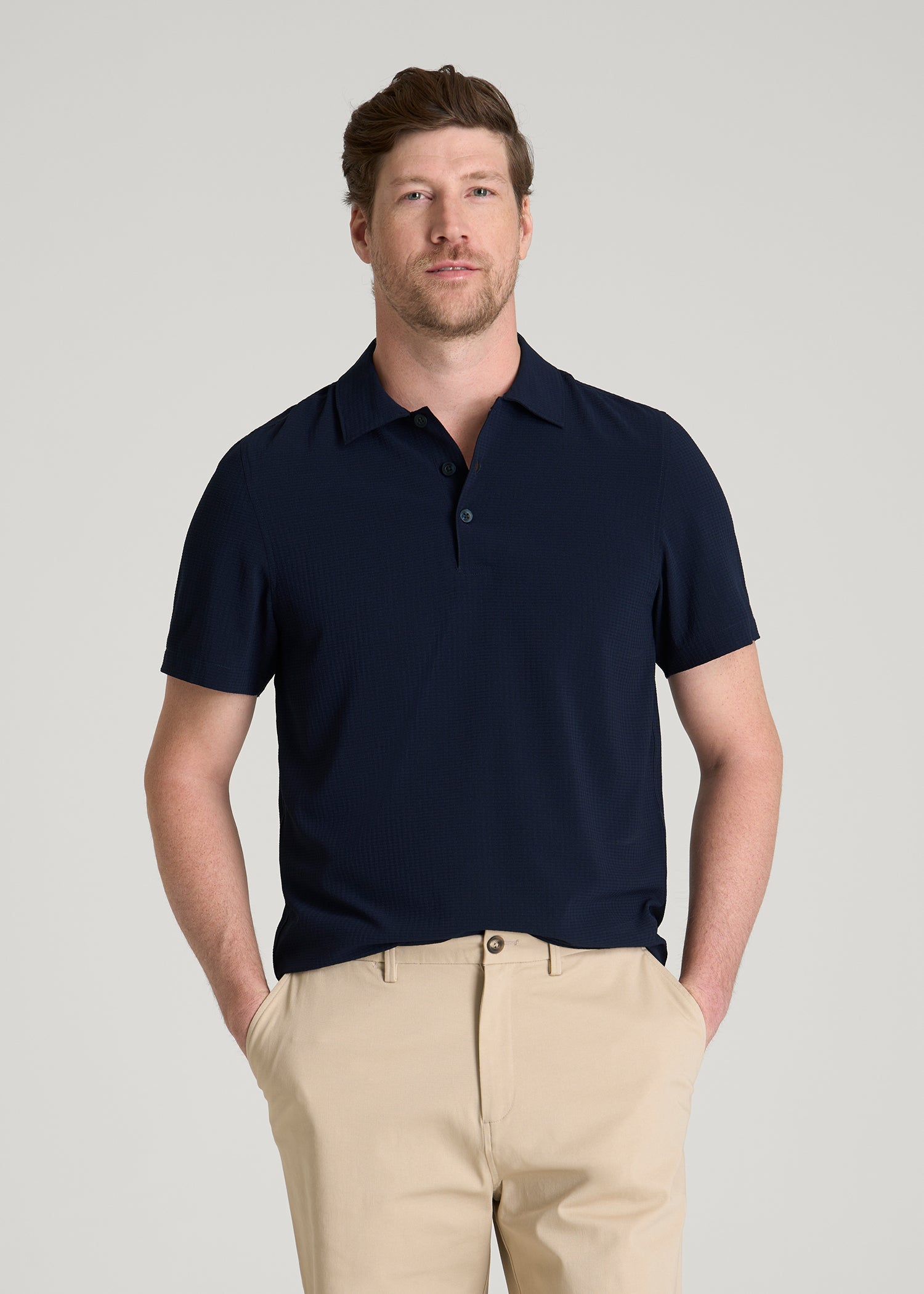 Coastal Perforated Polo for Tall Men in Patriot Blue