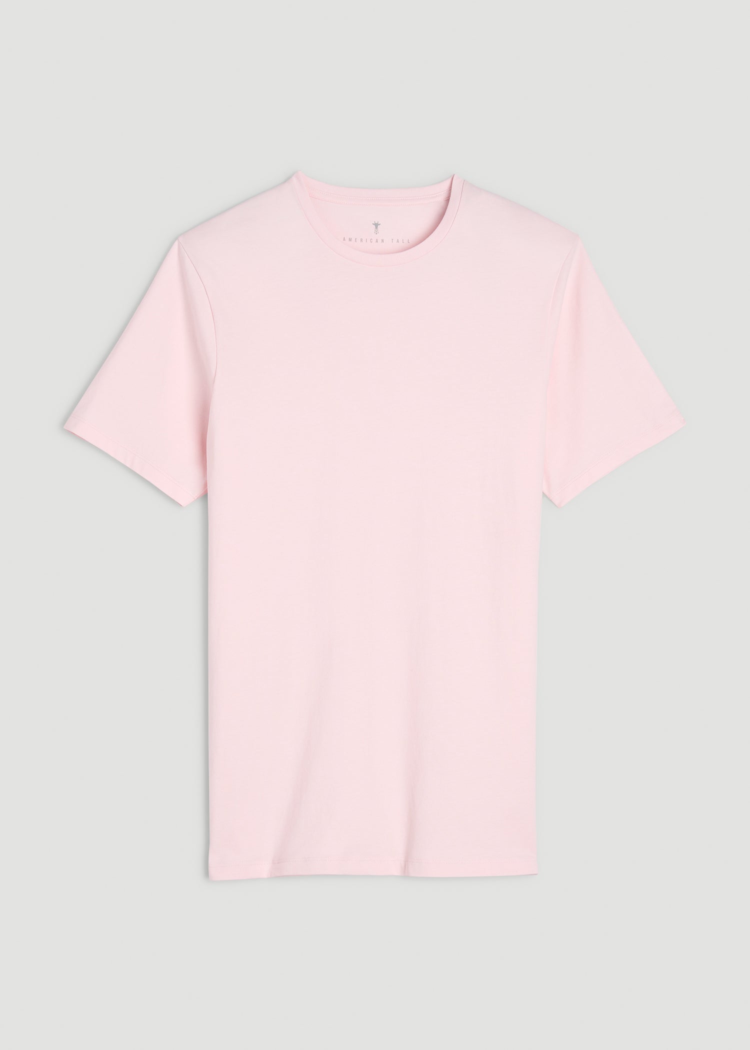 Core Cotton Crewneck Tee for Tall Men in Barely Pink
