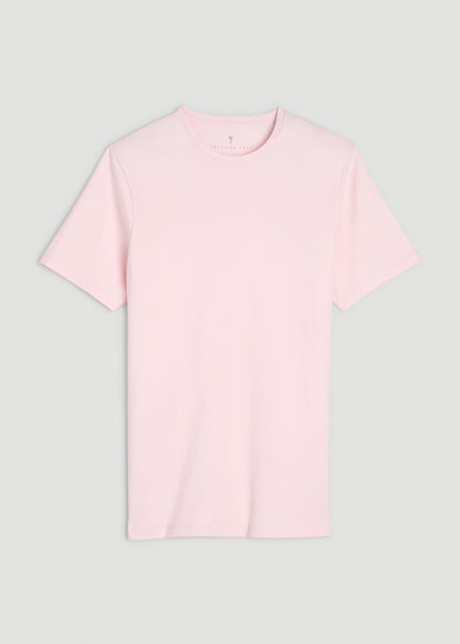 Core Cotton Crewneck Tee for Tall Men in Barely Pink