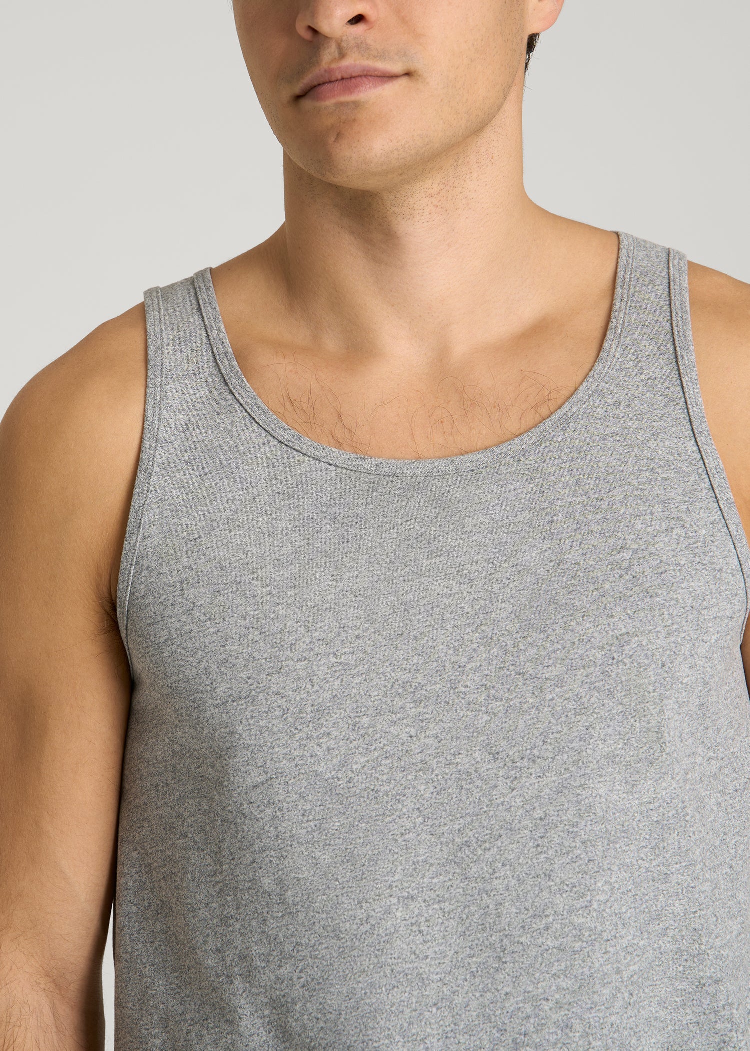 Core Cotton Tank for Tall Men in Heathered Grey