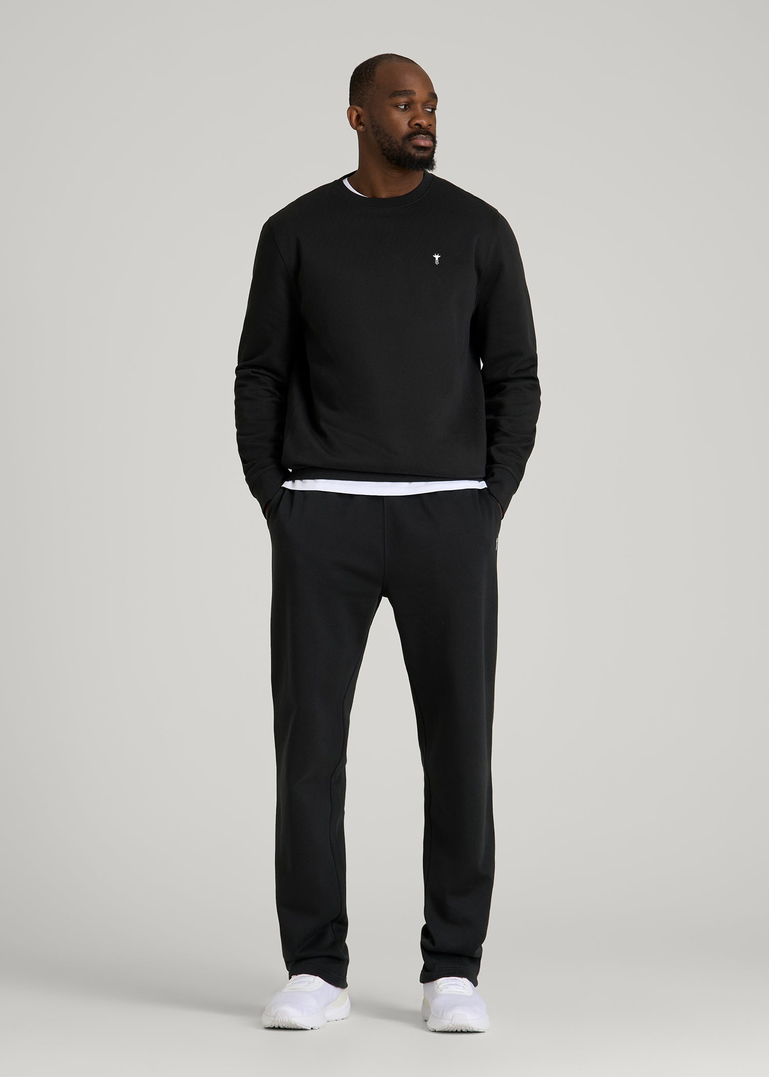 Core Motion Fleece Crewneck for Tall Men in Black