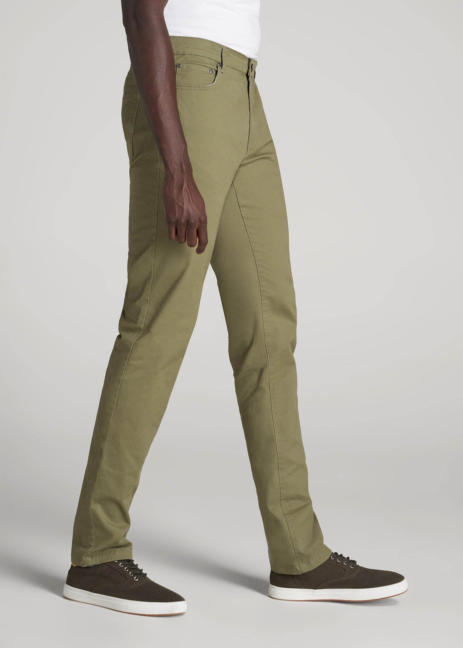 Dylan Slim Fit Five-Pocket Pants For Tall Men in Fatigue Green